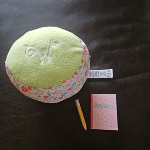 American Girl Lime Green Floral Round Plush Pillow
